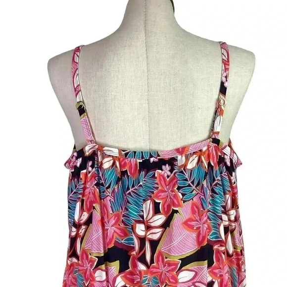 Swimsuits For All Women 24 Floral Scoop Neck Blouson Tankini Swim Top Multicolor - Picture 6 of 12